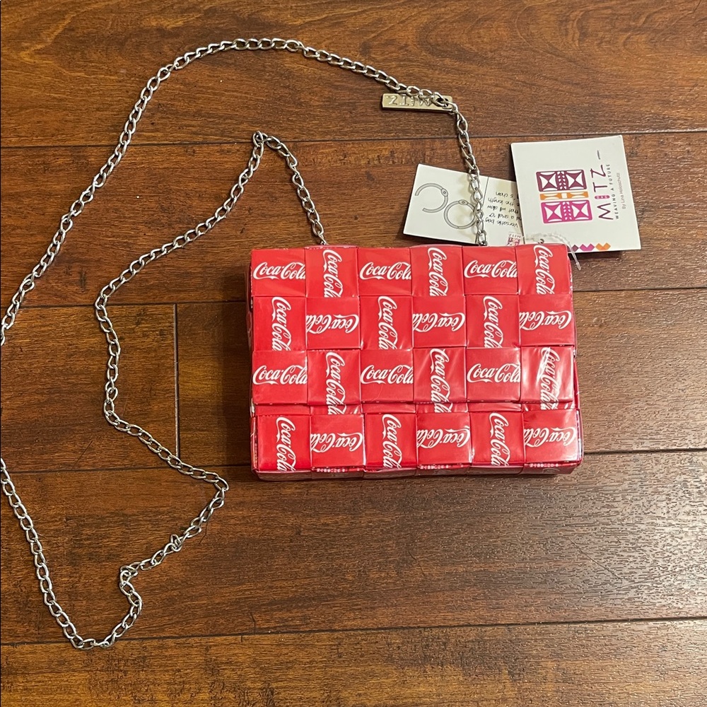 Women's Clutch Purse with Chain Strap Crossbody Bag - Coca Cola wrapper made